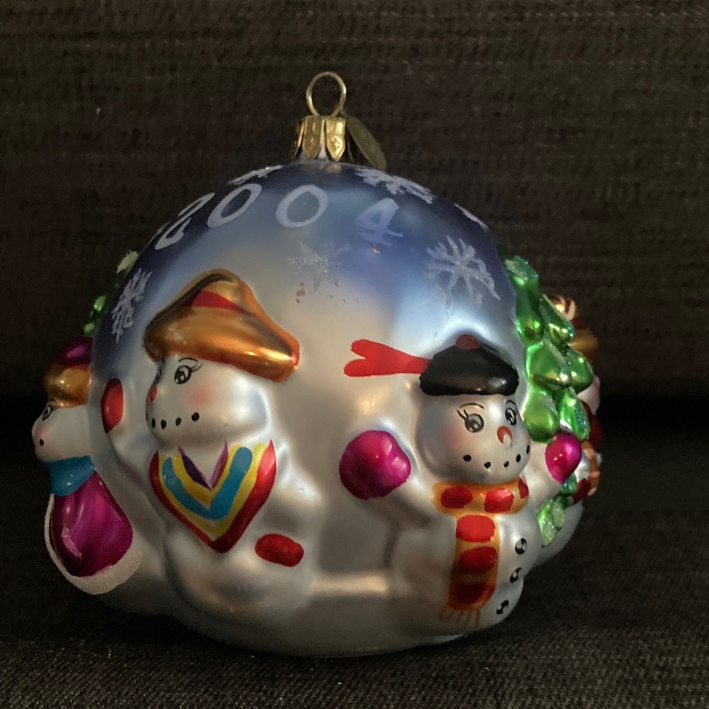 Vintage 2004 Christopher Radko Colorful Snowman Ornament